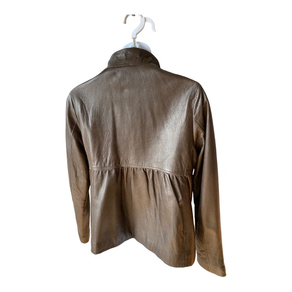 Calvin Klein Womens Leather Jacket Coat Brown Size Small - Picture 3 of 4